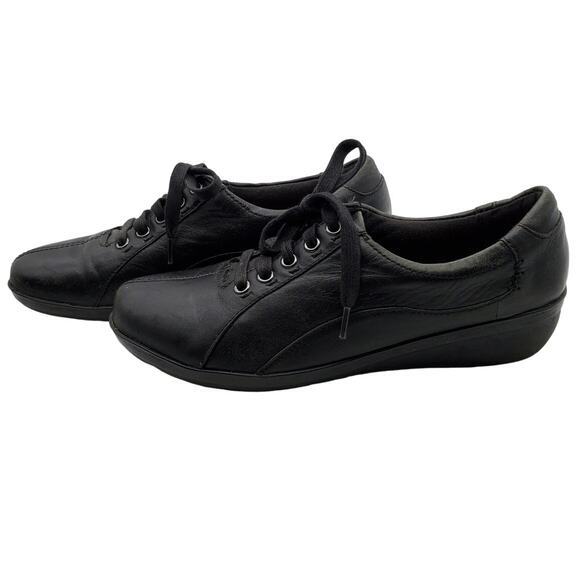 Clarks Collection Womens Oxford Comfort Shoes Black Lace Up Work‎ Walking Sz 6.5 - Picture 1 of 6